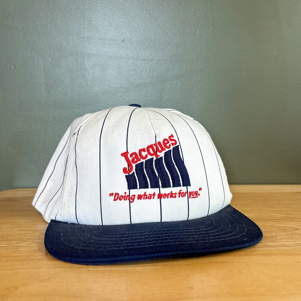 Vintage Jacques Agrigenetics White Navy Pinstripe Baseball Snapback Hat